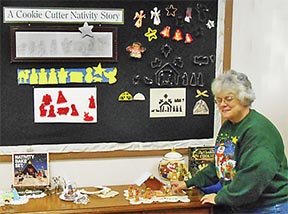 Jan Johnson with her Nativity cutters